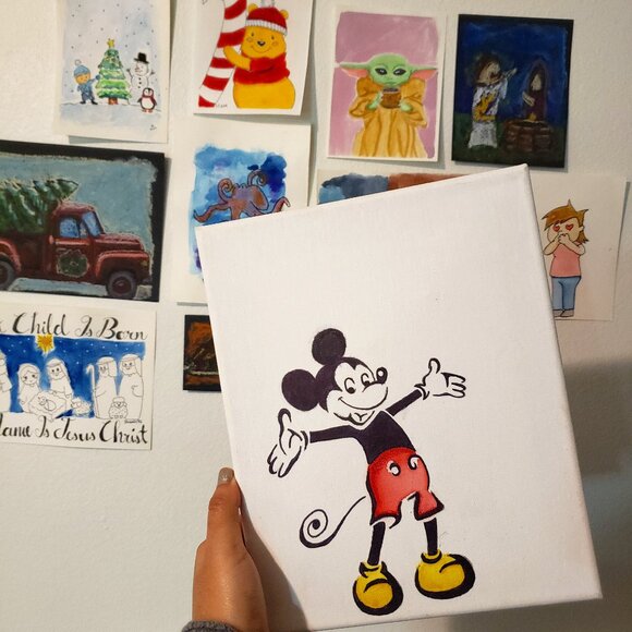 10 x 8 inches Simple Classic Mickey Mouse Painting Canvas - Picture 1 of 9